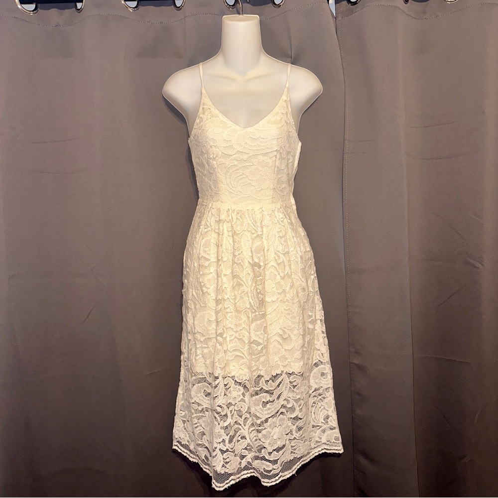 H&M Ivory Lace Midi Dress (Size 2)